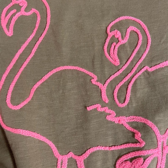 J. Crew T-shirt with Hot pink embroidered flamingos size M - Picture 4 of 5